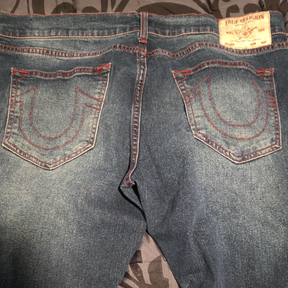 True Religion Women's Denim Jeans with Red Stitching